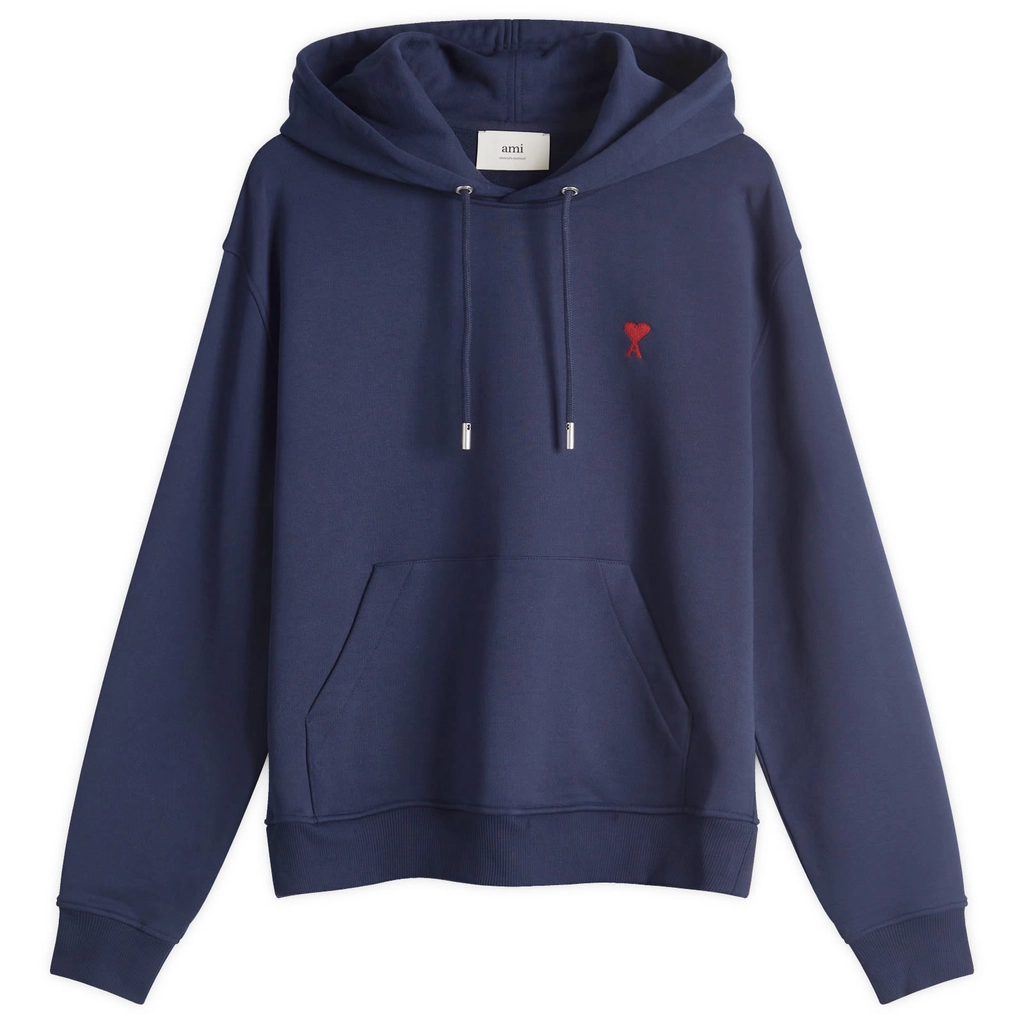 AMI Paris Men's Ami De Coeur Hoodie Night Blue